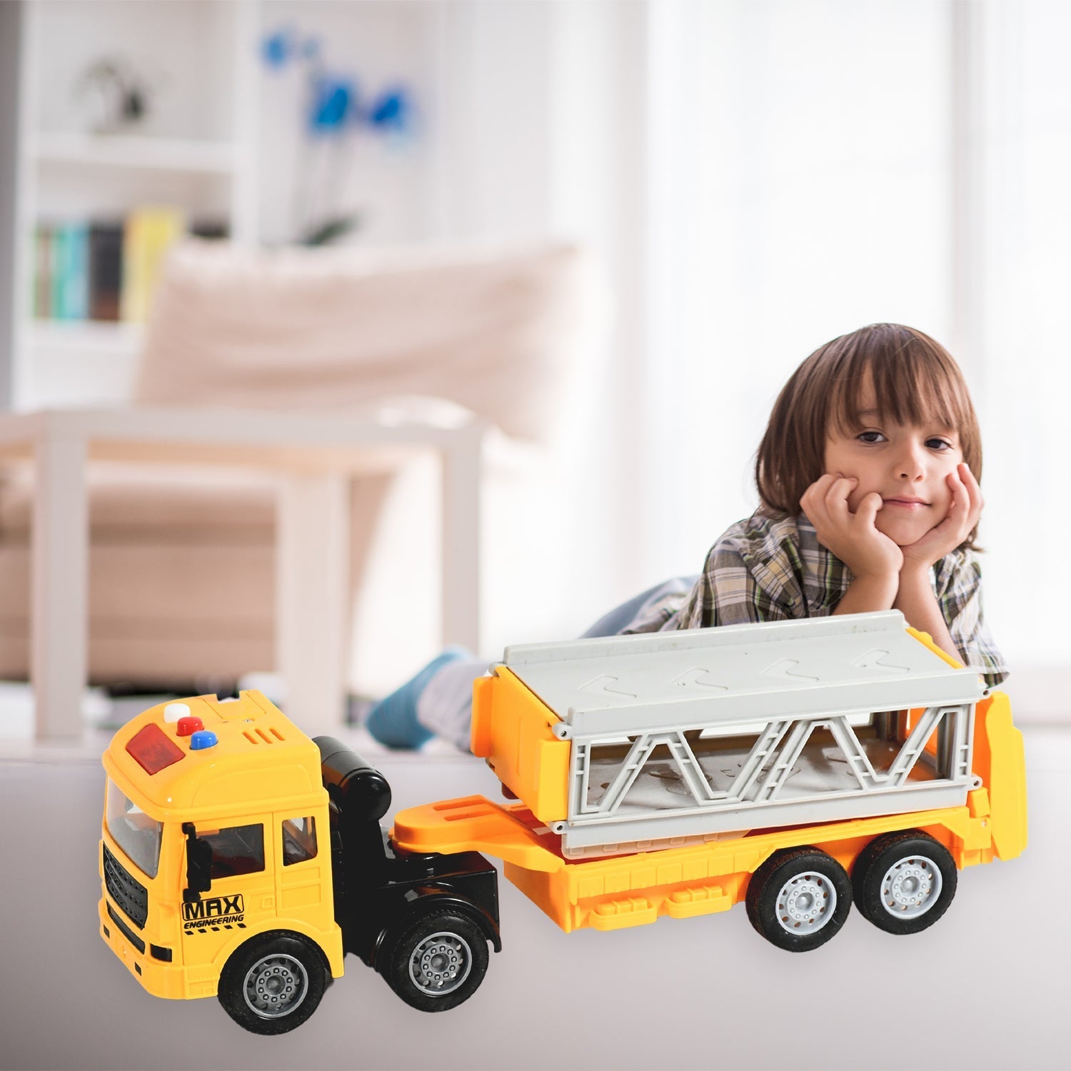 Realistic Long-Haul Toy Vehicle Transport Playset with Lights and Sound Your Brand