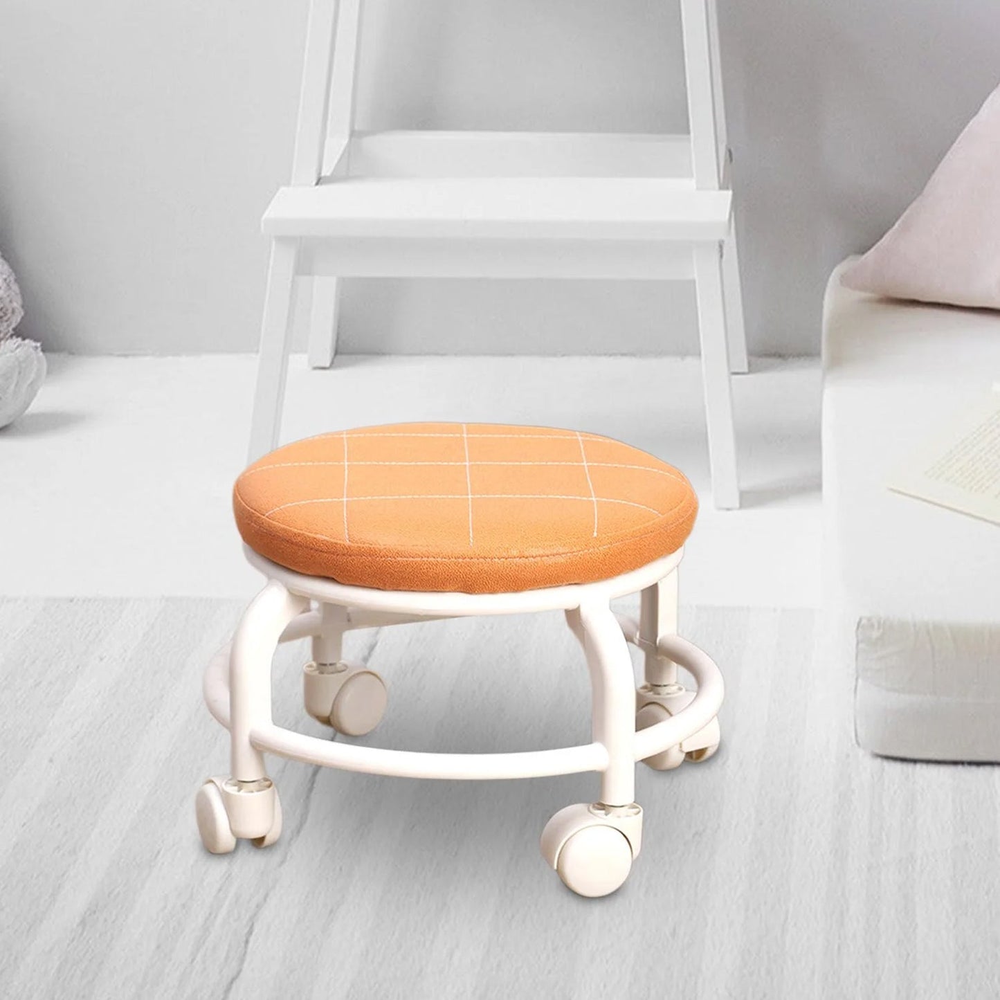 Roller Seat Stool Low Height Rolling Stool Multifunctional Small Household Movable Mini Stool Pulley Wheel Stool for Garage Home Library (1 Pc) Your Brand