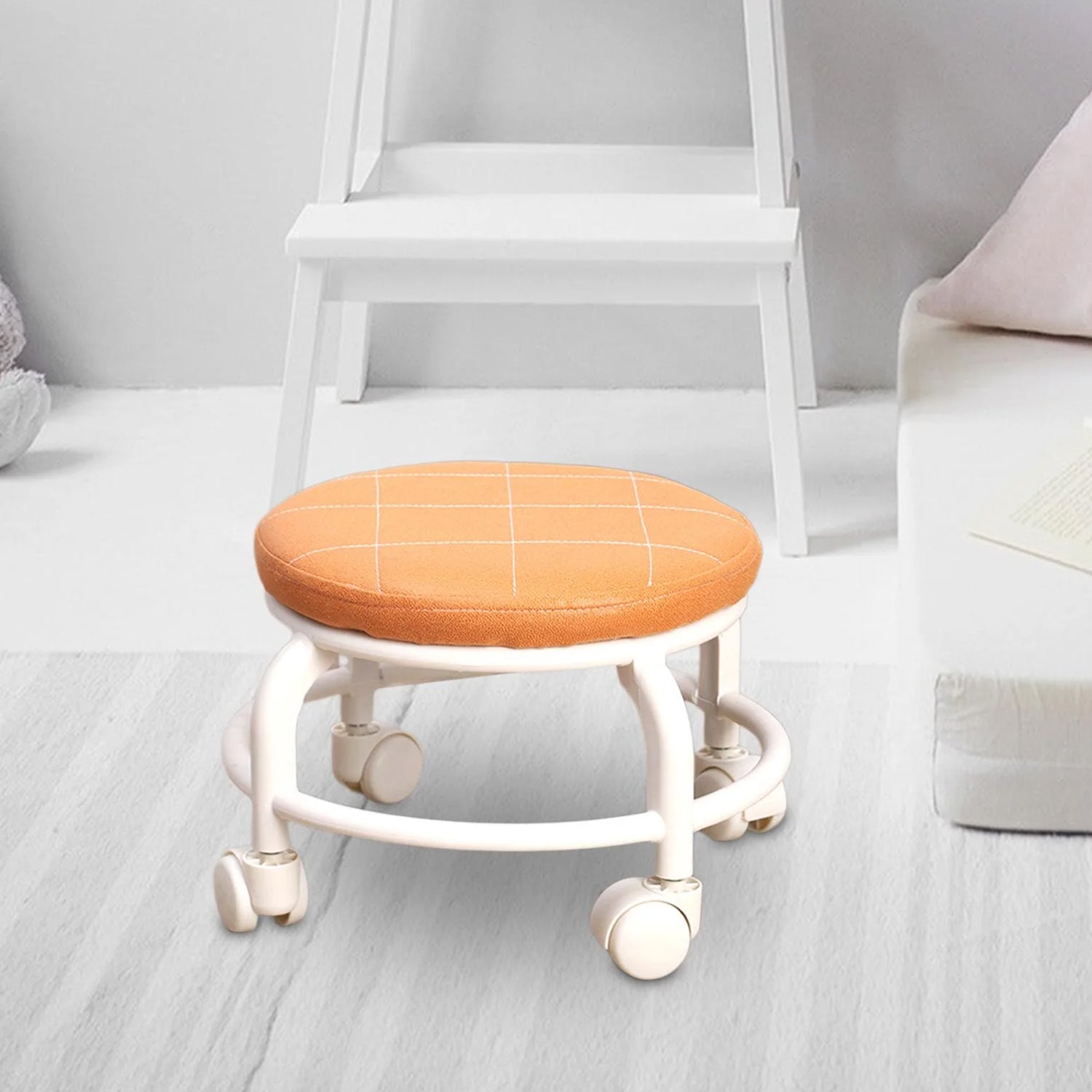 Roller Seat Stool Low Height Rolling Stool Multifunctional Small Household Movable Mini Stool Pulley Wheel Stool for Garage Home Library (1 Pc) Your Brand