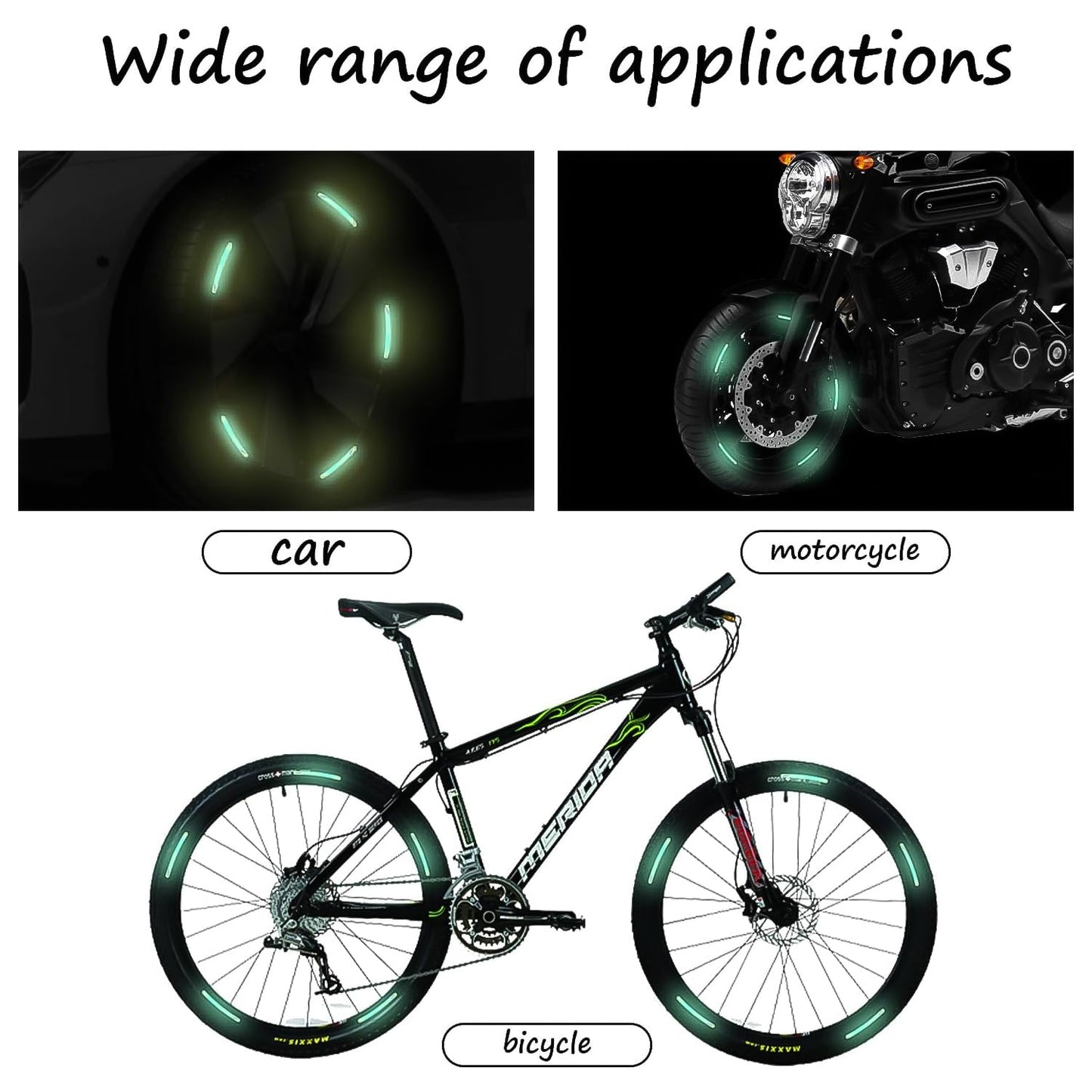 Car Wheel Hub Reflective Car Stickers, Night Warning Stickers (20 Pcs Set/ Multicolored) Your Brand