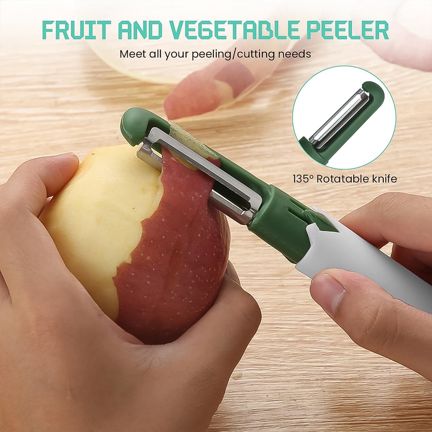 2 in 1 Knife, Multifunctional peeler Two in one fruit knife, fruit and vegetable cutting knife+sawtooth peeler, apple, carrot, potato, fruit slice antiskid Your Brand