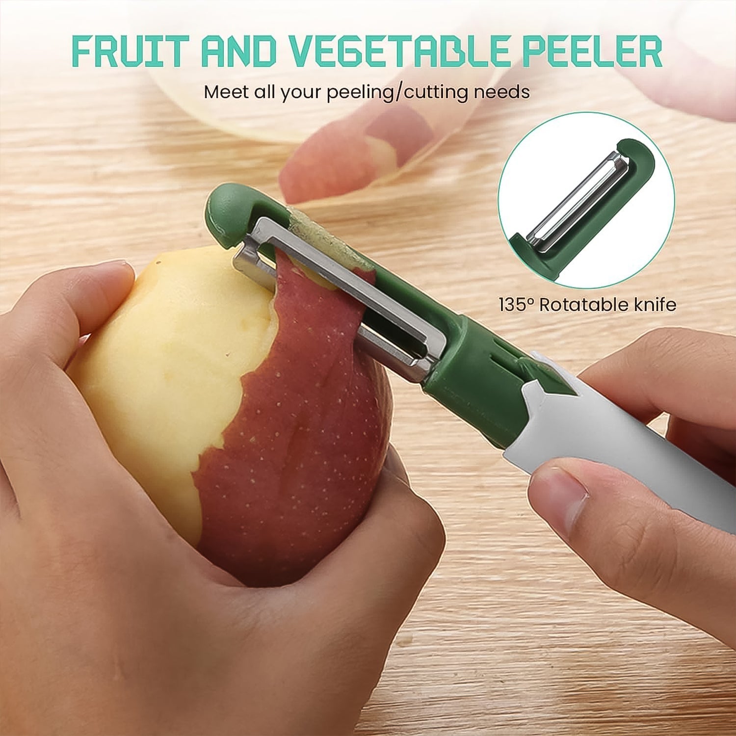 2 in 1 Knife, Multifunctional peeler Two in one fruit knife, fruit and vegetable cutting knife+sawtooth peeler, apple, carrot, potato, fruit slice antiskid Your Brand