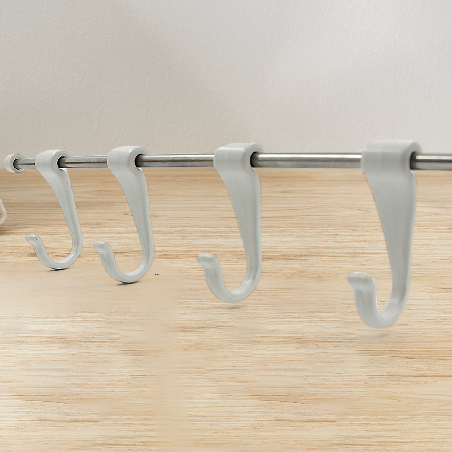 Stainless Steel Utensil Hanger Rail Nail Free Wall Mount with 2 Magic Stickers & 6 Plastic Hooks For Kitchen Your Brand