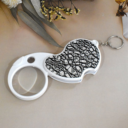 Double-Magnification Led Magnifiers Light Folding Keychain magnifier(1 Pc / Mix Color) Your Brand