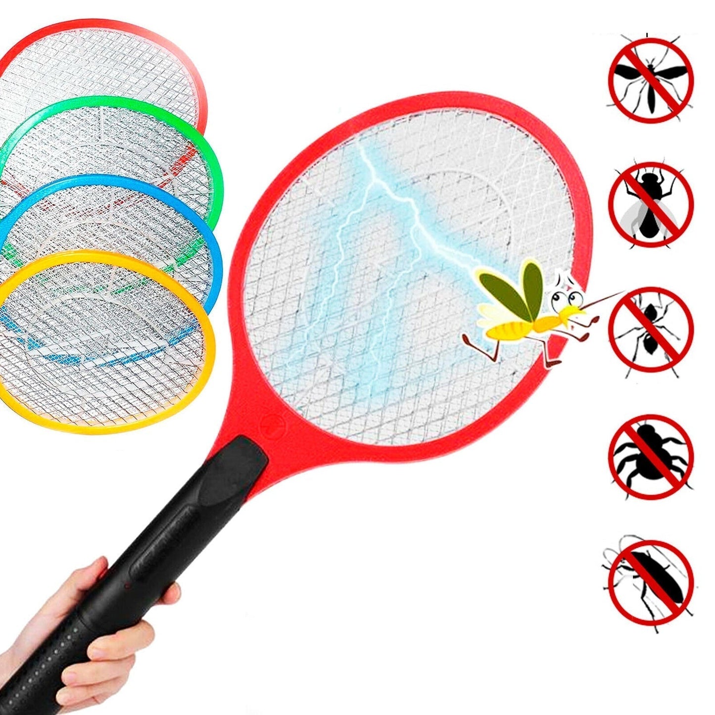 Mosquito Killer Racket Rechargeable Handheld Electric Fly Swatter Mosquito Killer Racket Bat, Electric Insect Killer (Quality Assured) (with cable) Your Brand