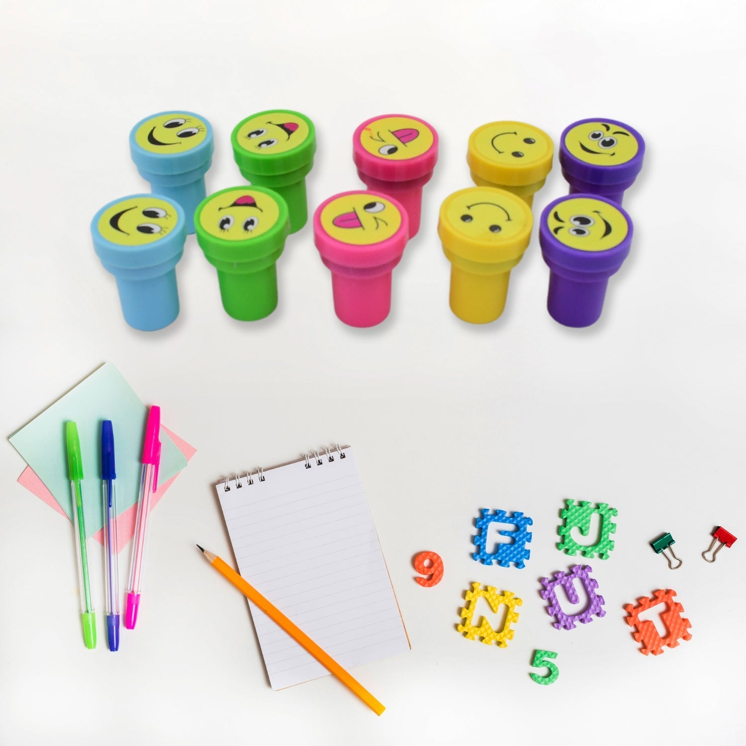 Emoticon Stamps 10 pieces in Round Shape Stamp (Multicolor / 10 Pc) Your Brand