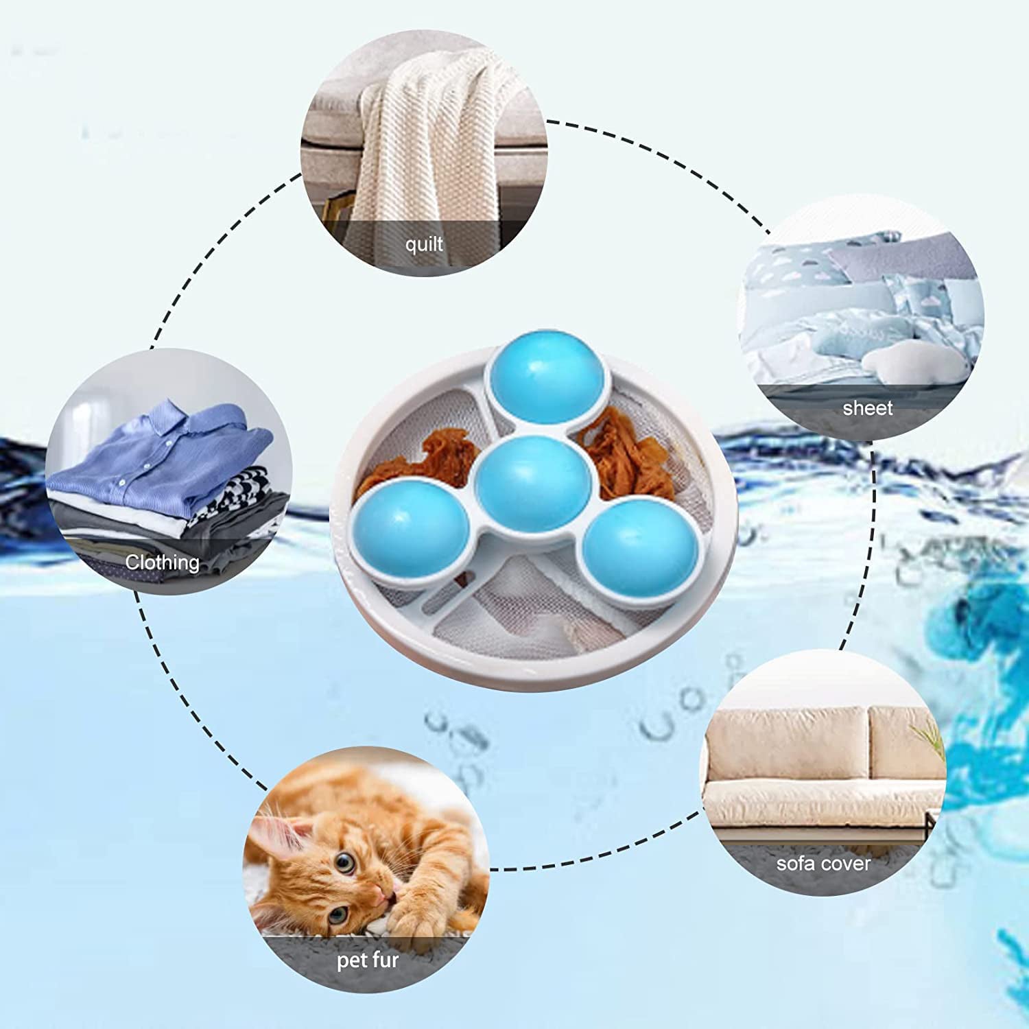 Laundry Ball Floating Pet Fur Lint Hair Catcher Household Reusable Washing Machine Floating Lint Mesh Bag Hair Filter Net Pouch Washing Lint Hair Remover Net, Mesh Bag Dryer (1 Pc) Your Brand