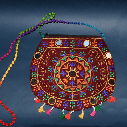 Handcrafted Cotton Embroidered Shoulder Bag / Purse for Girls & women (1 Pc / 9 Inch / Mix Desing) Your Brand