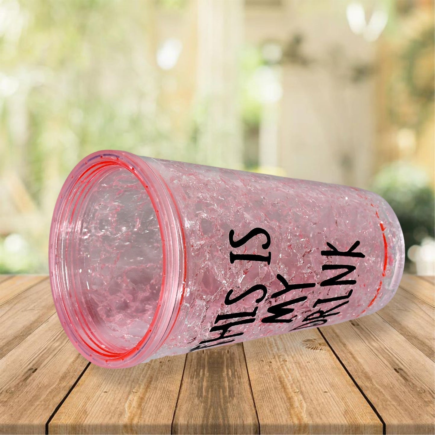Plastic Creative Cold Drink Cup, Reusable Tea Coffee Tumbler with Lid and Straw, Double Wall Plastic Drinking Sport Bottle, Travel Tumbler Your Brand
