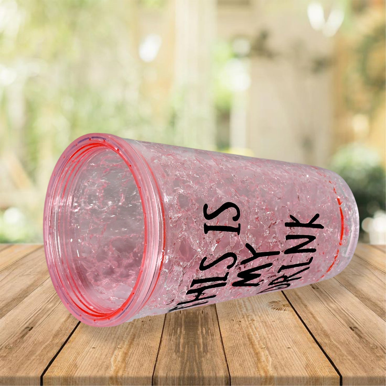 Plastic Creative Cold Drink Cup, Reusable Tea Coffee Tumbler with Lid and Straw, Double Wall Plastic Drinking Sport Bottle, Travel Tumbler Your Brand