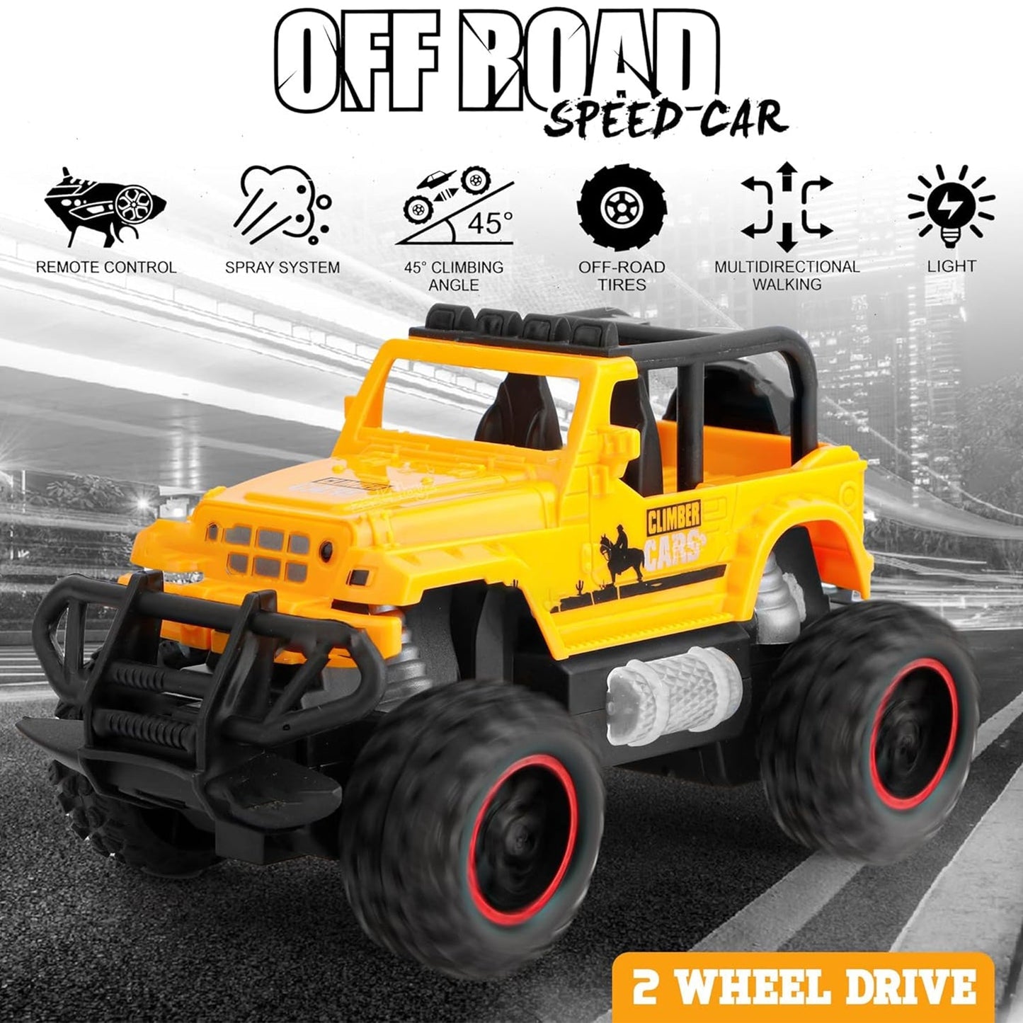 Mist Spray Race Car Toy Off Road Speed Car With Smoke (Water Sprayer Mist With Light) High Strength Climbing Power & Smoke Effect (Color May Vary), Kids Your Brand