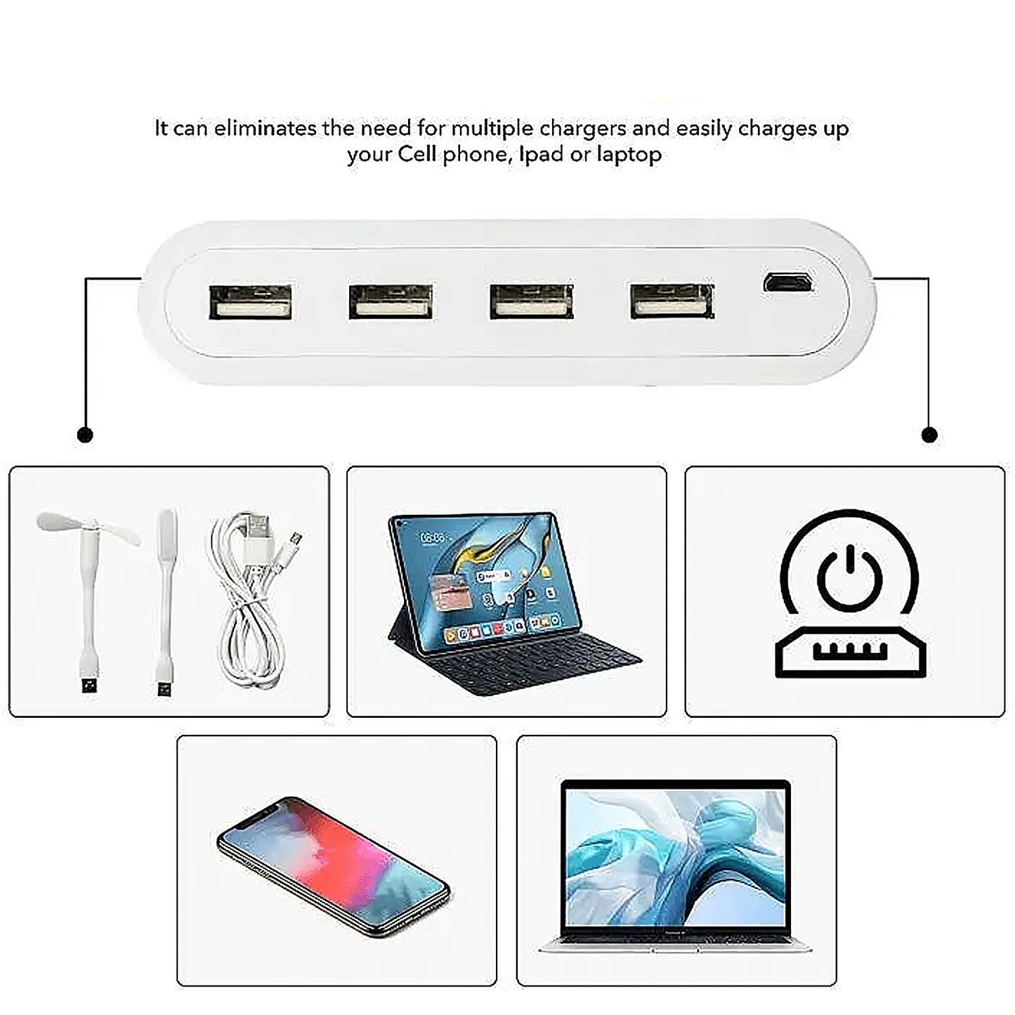 4in1 hub is USB For Pen drive, Mouse, Keyboards, Camera, Mobile, Tablet, PC, Laptop, TV, Study table, CHARGING Extension HUB Portable (1 pc) Your Brand