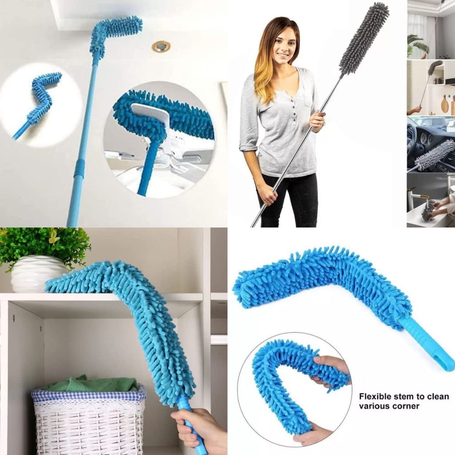 Long Handle Dust Cleaning Brush, Adjustable Microfiber dust Brush, Foldable Home appliances Ceiling Cleaner, Latest Home Improvement Products Your Brand