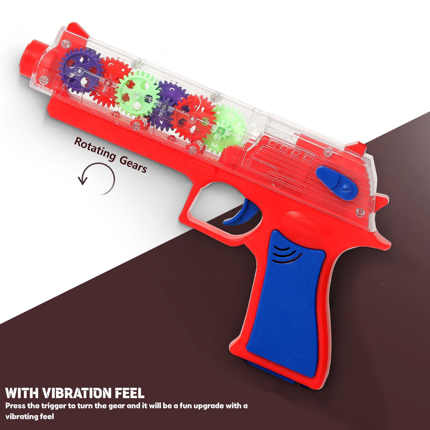 Plastic Gear Simulation Toy Gun for Kids, Pretend Play Gun Toys with 3D Flashing Lights and Exciting Music, Electric Laser Toy Guns with Rotating Gear Mechanism, Toy for Birthday Gift for Kids 3+ Years (Pack of 1) Your Brand