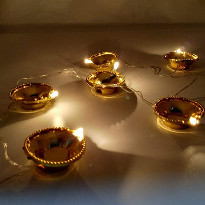 LED Diya Series Light, Fairy Lights for Diwali Decoration (16 Diya) Your Brand