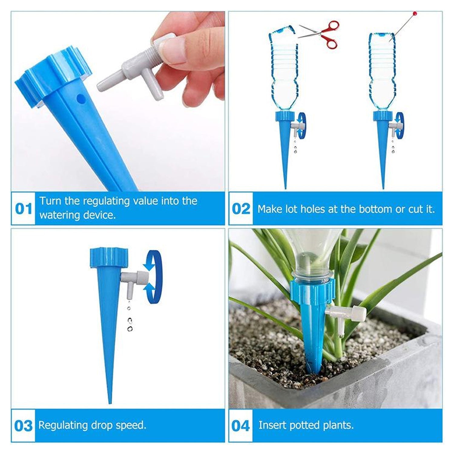Plant Watering Spikes self Watering Spikes Water dripper for Plants, Adjustable Plant Watering Devices with Slow Release Control Valve Switch Your Brand