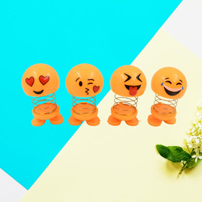 Cute Emoji Bobble-Head Funny Smiley Face Emoticon Figure Spring Dolls Bounce Toys for Car Interior Dashboard Accessories Desktop Decoration / Kids Toys (Pack of 8) Your Brand