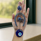 Decorative Evil Eye Hanging with Elephant and Horseshoe Motif, Wind Chime (1 Pc)