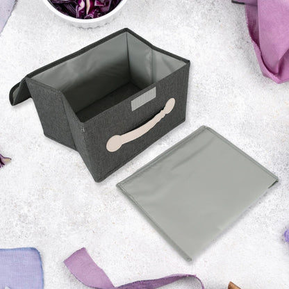 Small Foldable Storage Box With Lid And Handles, Cotton And Linen Storage Bins And Baskets Organizer For Nursery, Closet, Bedroom, Home (28×20×16 Cm / 1 pc) Your Brand
