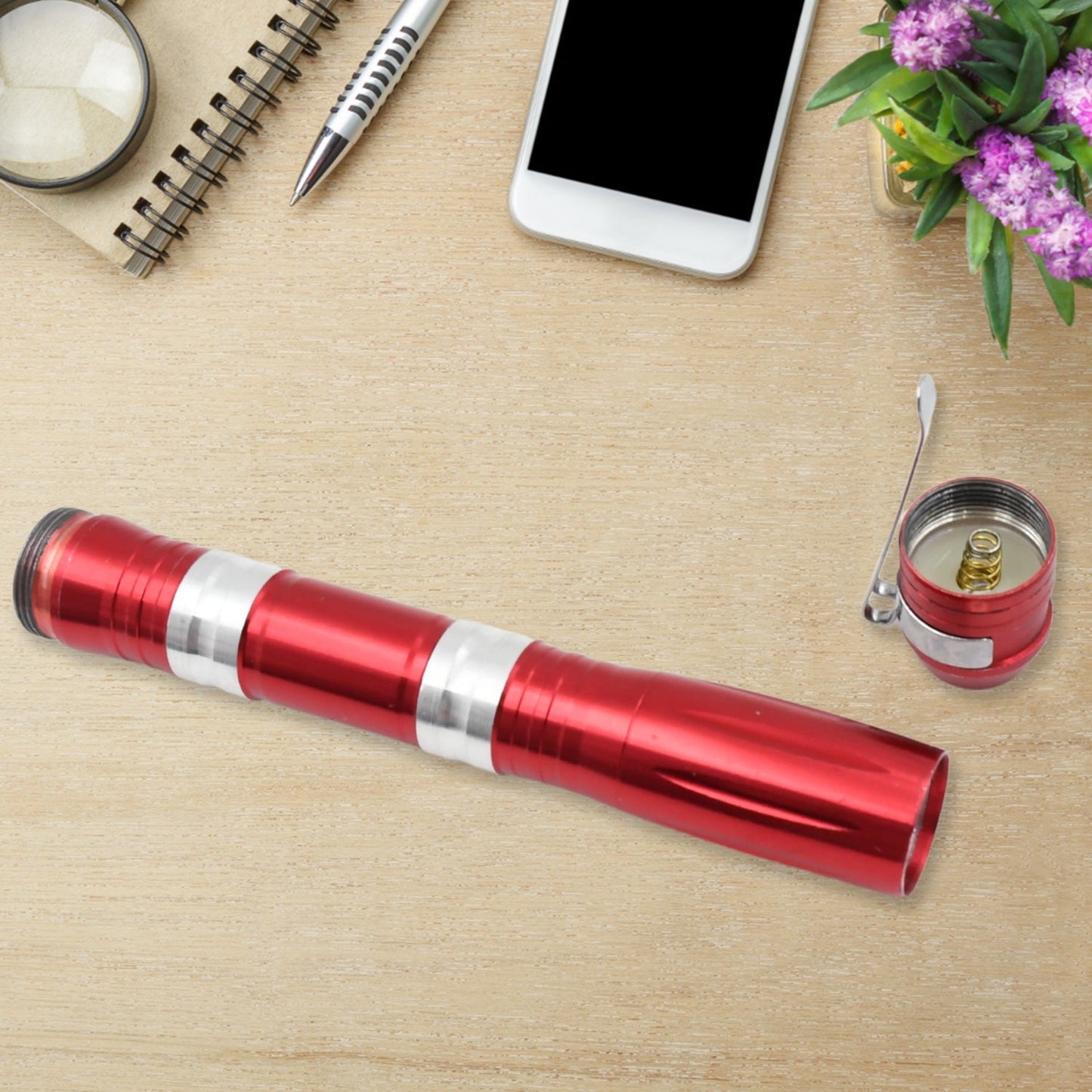 Portable Mini Torch / Flashlight LED Powerful High Lumens Pen Light with Clip, Portable Pocket Compact Torch for Emergency AA Battery operated (1 Pc / Battery not included) Your Brand