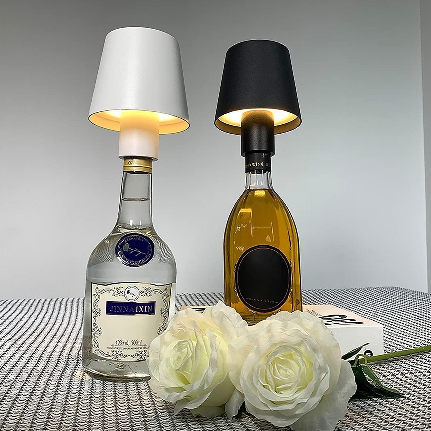 LED Dimmable Bottle Lamp 3 Color Temperature, Wireless Table Lamp for Indoor and Outdoor, USB Rechargeable Bottle Lamp for Family, Restaurant & Bar (1 Pc) Your Brand