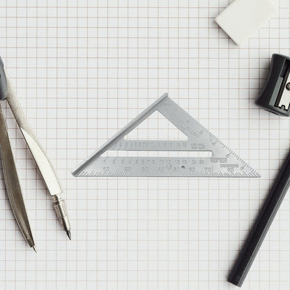 Double-Sided 45° Triangle Ruler – 7-Inch Aluminum Alloy Rafter Square for Home Use