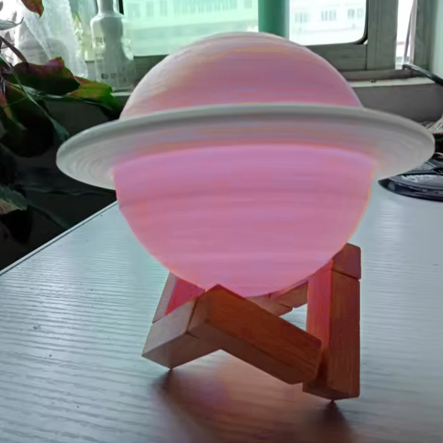 3D Saturn Lamp Home Decoration Bedside Night Light With Base (1 pc / Multicolor) Your Brand