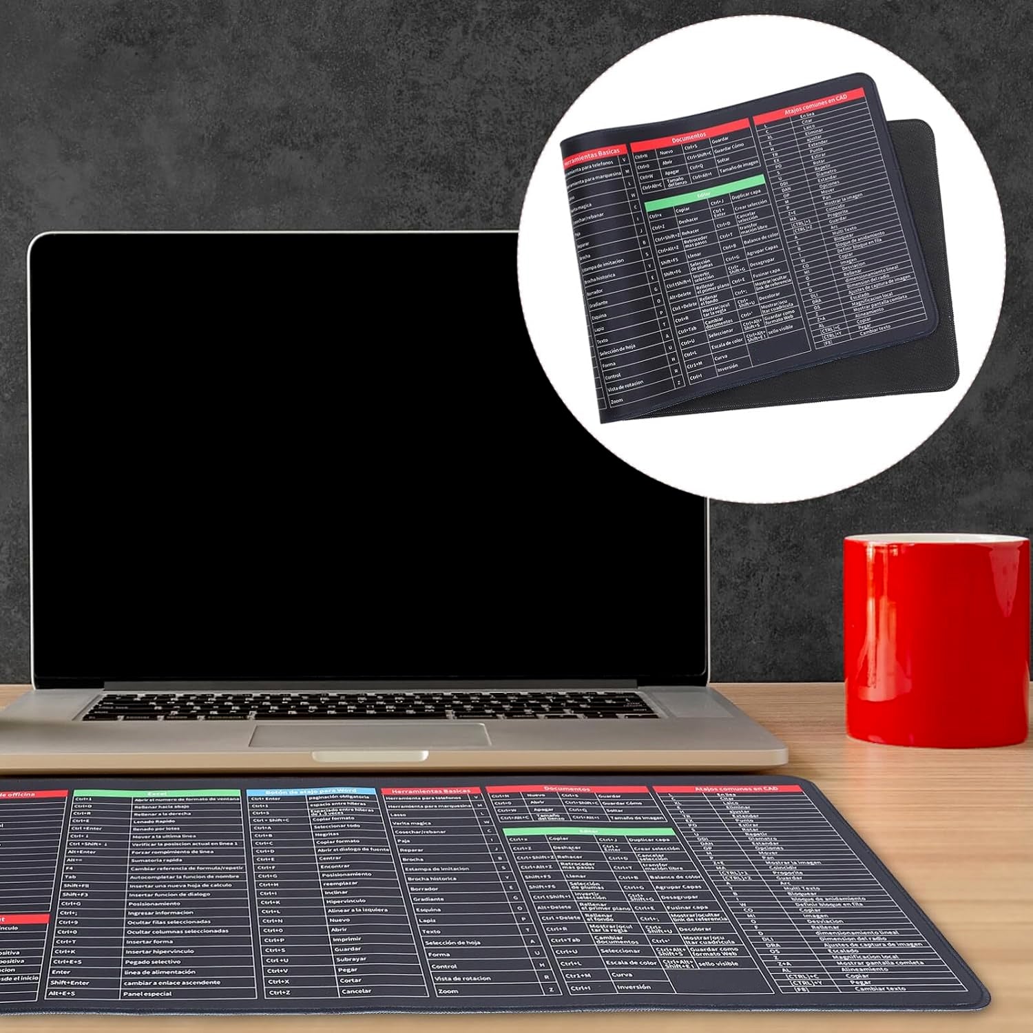 Mat of Shortcut Keyboard  Mouse Pad Mat Mouse Pads for Desk Quick Key Super Large Anti-slip Keyboard Pad Desk Accessories Desktop Mouse Pad Office Oversized Big Mouse Pad Rubber (80—30 Cm) Your Brand