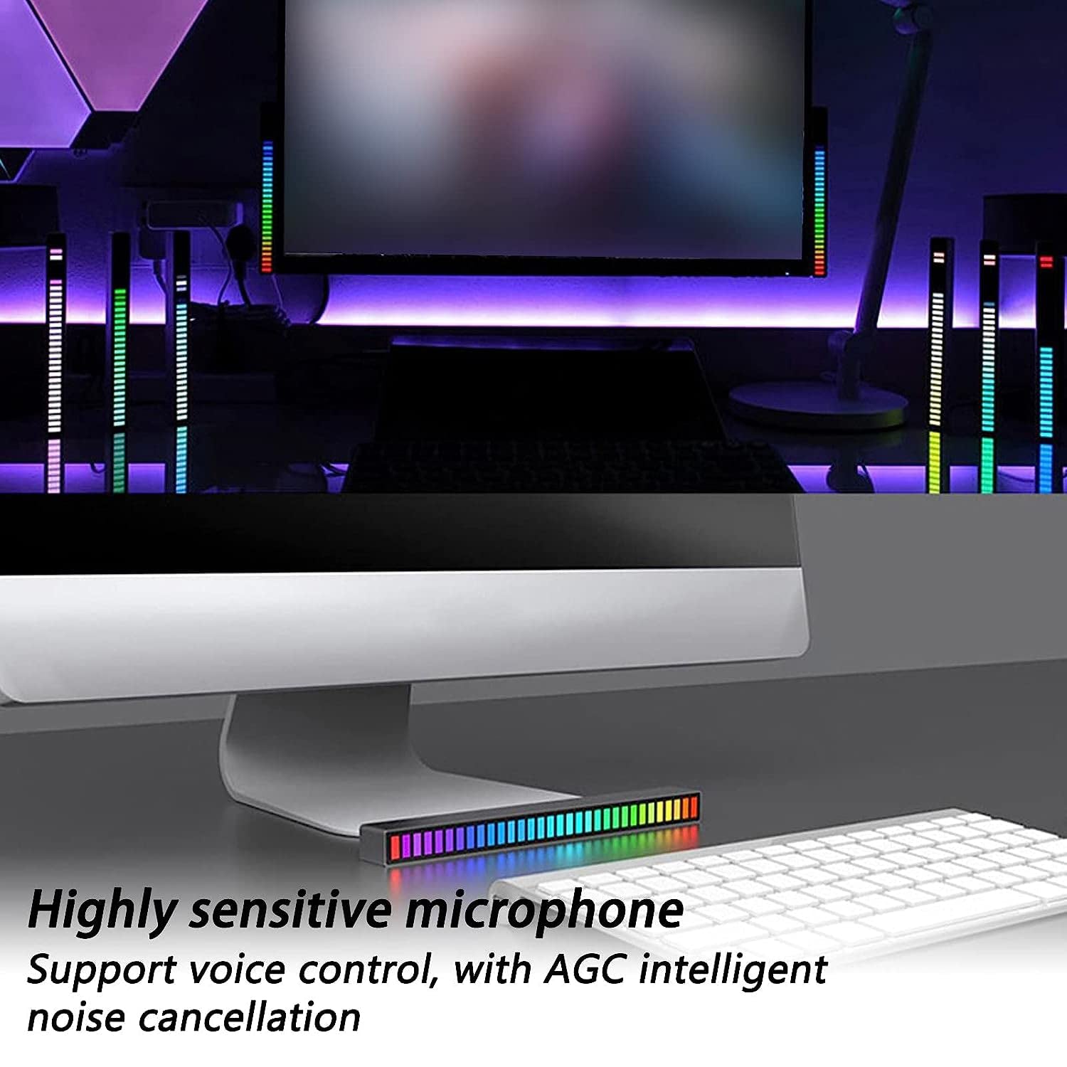 Rhythm Lights, AGC Automatic Gain Control 32 Colorful RGB Light Adjustable Pickup Rhythm Lights, RGB LED Voice-Activated Rhythm Light Car Home Sound Control Ambient Light (1 Pc) Your Brand