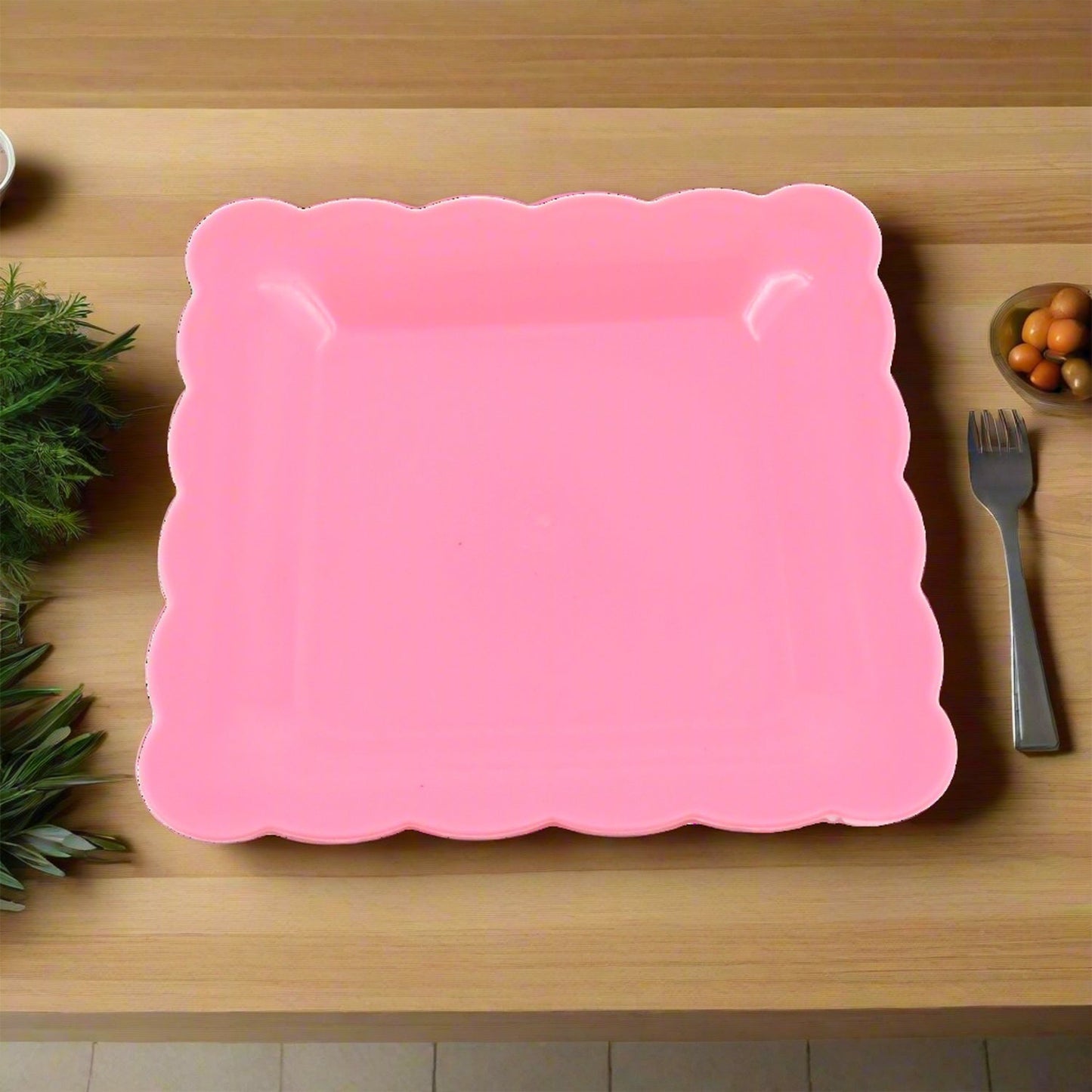 Square Plastic Dinner Plate Snacks / Breakfast, Restaurant Serving Trays Home School Coffee Hotel Kitchen Office (8 Pcs Set) Your Brand
