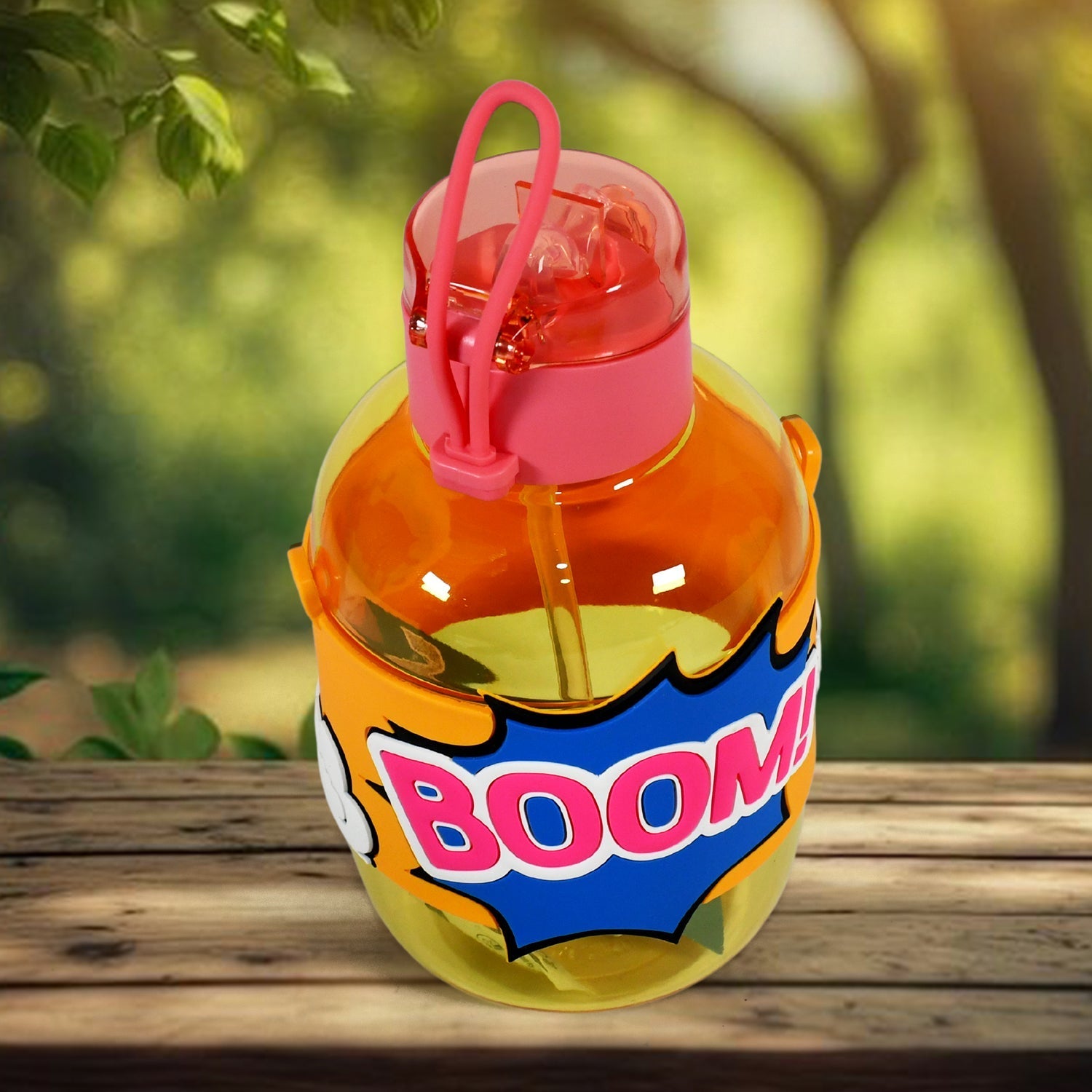 Cute Plastic Water Bottle with adjustable shoulder strap, Straw and Rubber Grip potable drinking cup Water Bottle For Kids | Water Bottle | Return Gift For Kids, Adults | School Water Bottle (1 Pc / 750 ML) Your Brand