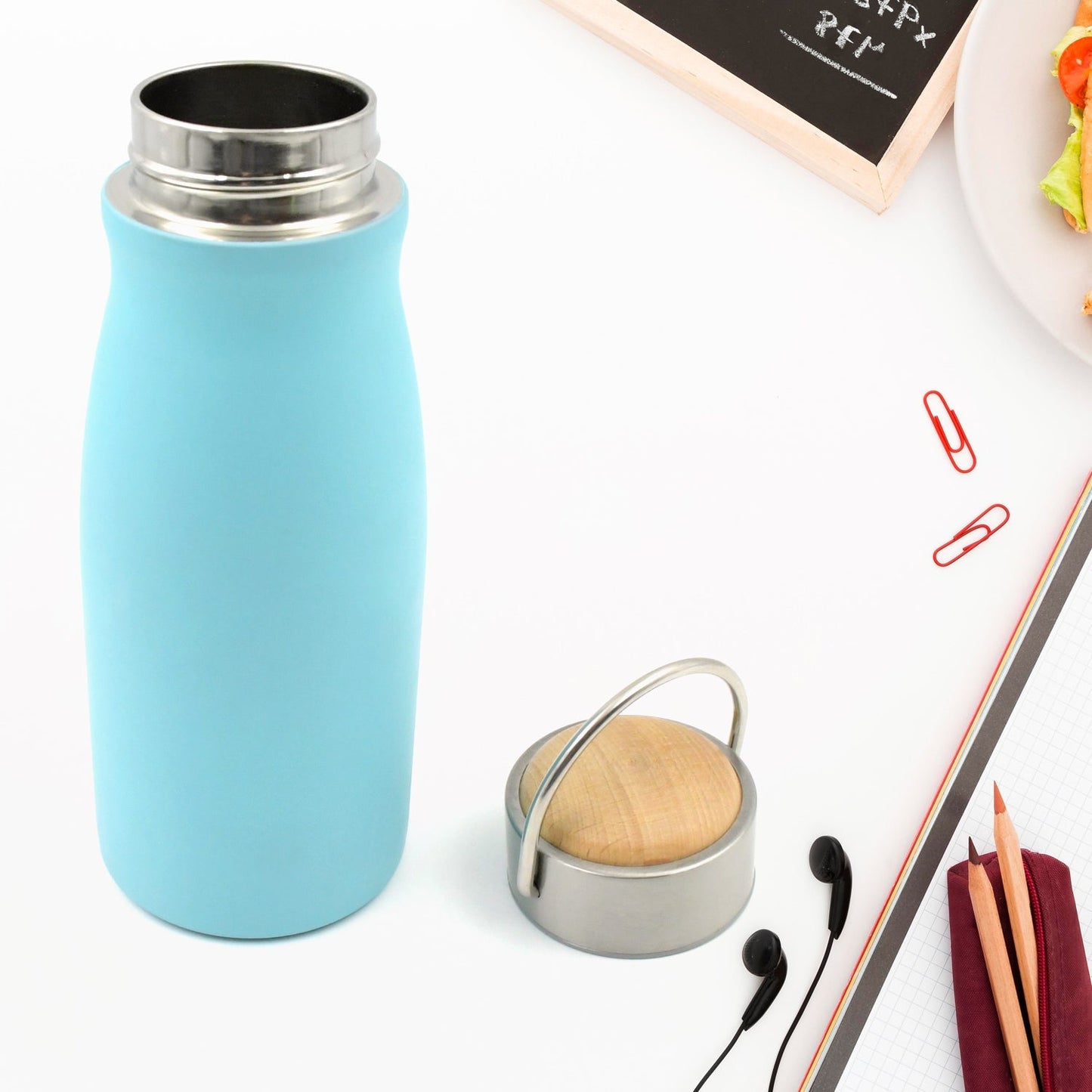 Stainless Steel Water Bottle With Handle, Fridge Water Bottle, Stainless Steel Water Bottle Leak Proof, Rust Proof, Hot & Cold Drinks, Gym Sipper BPA Free Food Grade Quality, Steel fridge Bottle For office / Gym / School (360 ML) Your Brand