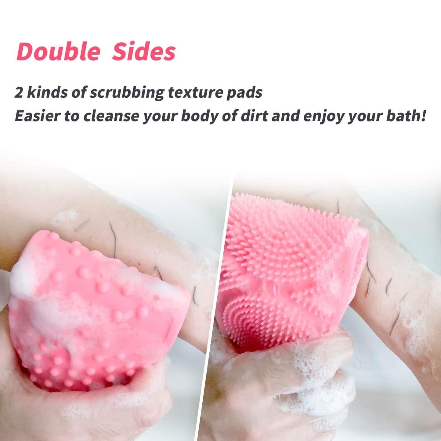 Silicone Body Back Scrubber Double Side Bathing Brush for Skin Deep Cleaning Massage, Dead Skin Removal (122 Gm | medium Size /1pc) Your Brand