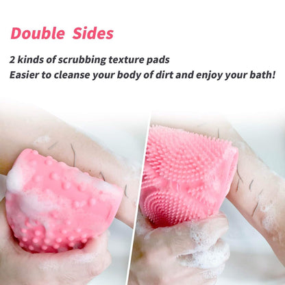 Silicone Body Back Scrubber Double Side Bathing Brush for Skin Deep Cleaning Massage, Dead Skin Removal (122 Gm | medium Size /1pc) Your Brand
