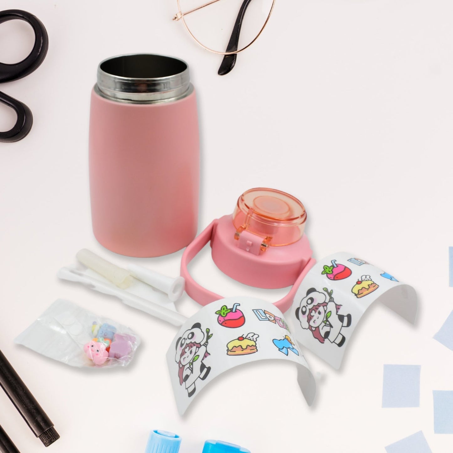 Stainless Steel Vacuum Insulated Water Bottle with Handle & Sticker (700 ML) Your Brand