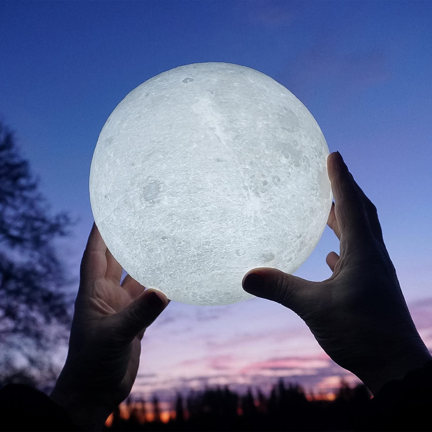 Moon Night Lamp with Plastic Stand Night Lamp for Bedroom (15x13 Cm / 1 Pc) Your Brand