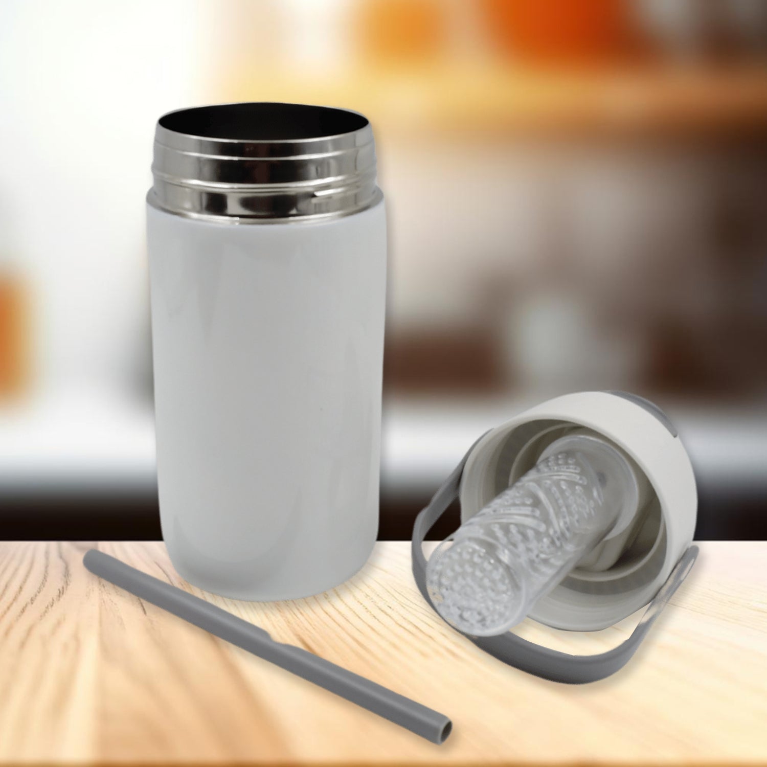 Stainless Steel Mug / Bottle Vacuum Insulated Cup With Handle, Small Cup & Straw (650 ML) Your Brand