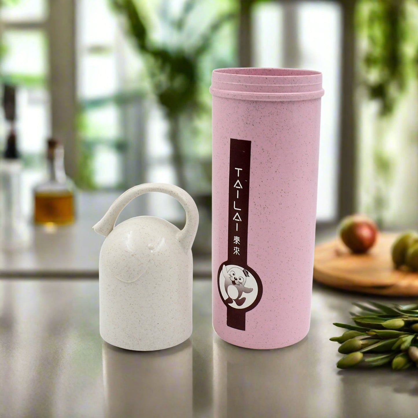 Travel Coffee Cup Portable Water Bottle Wheat Straw Coffee Tea Mug Coffee Mug with Lids & Handle for Coffee Tea Portable for School (300 ML Approx) Your Brand