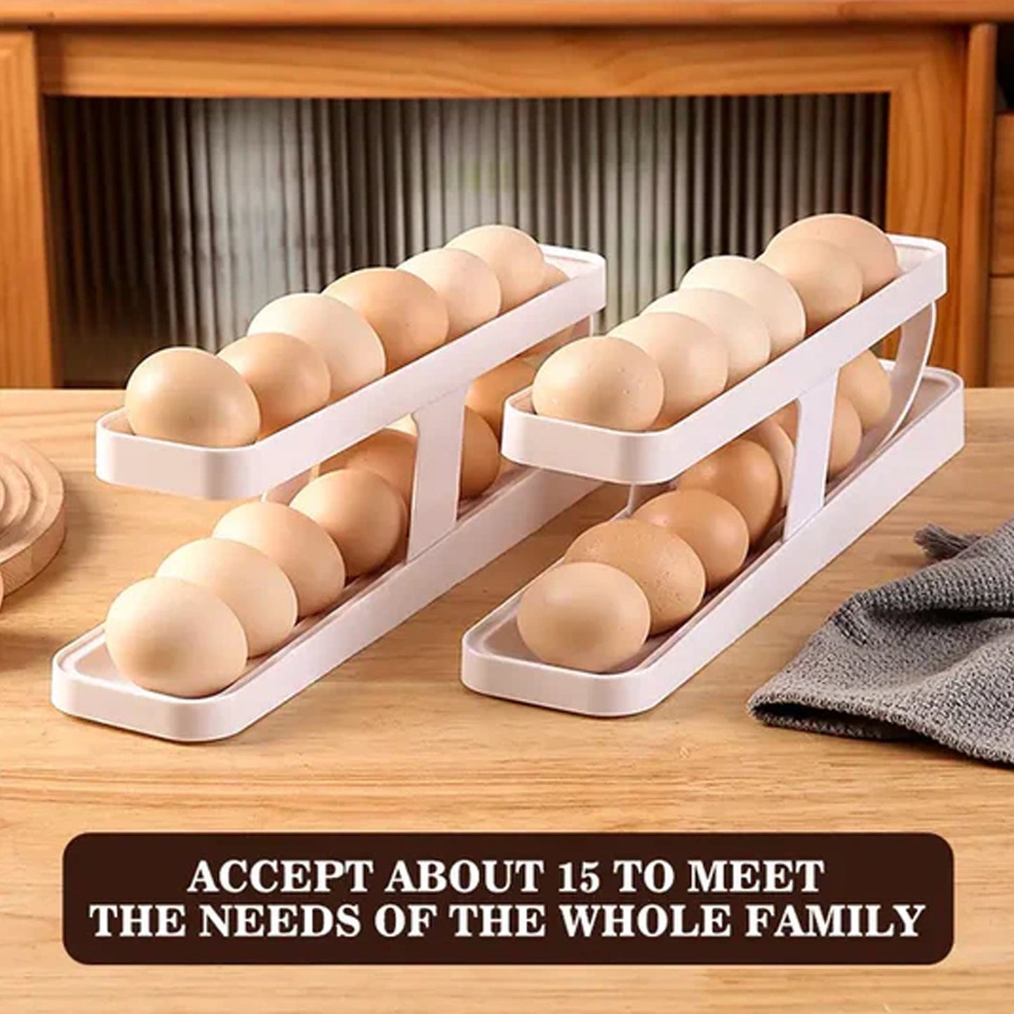 Plastic 2-Tier Rolling Egg Dispenser For 12-14 Eggs (1 Pc) Your Brand