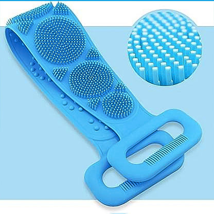 Silicone Body Back Scrubber Double Side Bathing Brush for Skin Deep Cleaning Massage, Dead Skin Removal (77 Gm | Small Size / 1pc) Your Brand