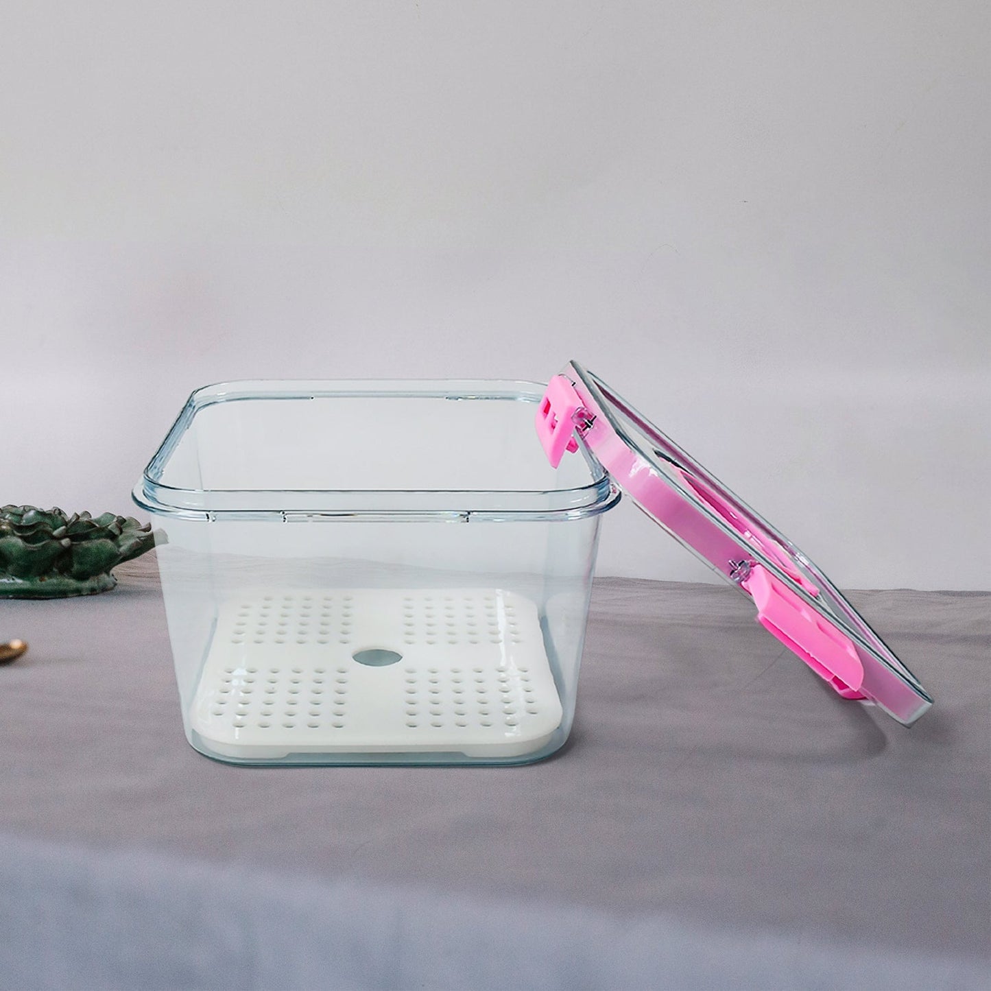 High Quality Plastic Food Storage Container Clear Washable Refrigerator Food Box Food Container Fruit Box Container with Lid (1400 ML) Your Brand