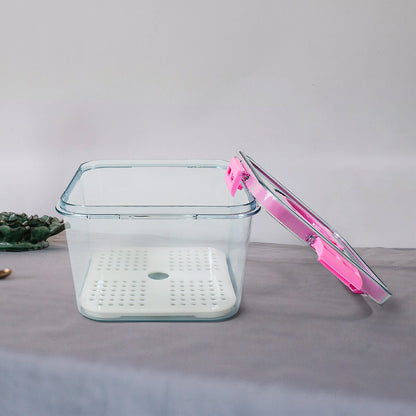 High Quality Plastic Food Storage Container Clear Washable Refrigerator Food Box Food Container Fruit Box Container with Lid (1400 ML) Your Brand
