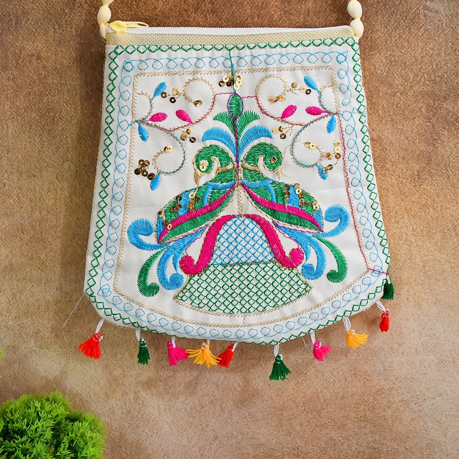 Handcrafted Cotton Embroidered Shoulder Bag / Purse for Girls & women (1 Pc / 9 Inch / Mix Desing) Your Brand