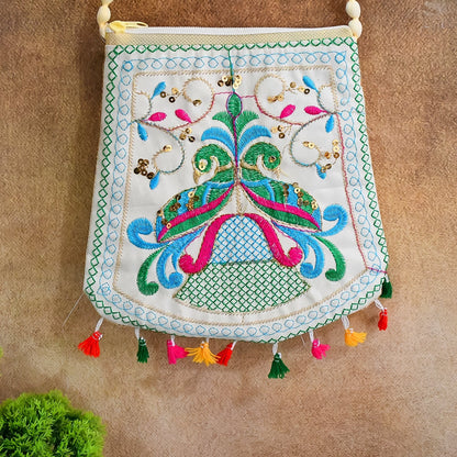 Handcrafted Cotton Embroidered Shoulder Bag / Purse for Girls & women (1 Pc / 9 Inch / Mix Desing) Your Brand