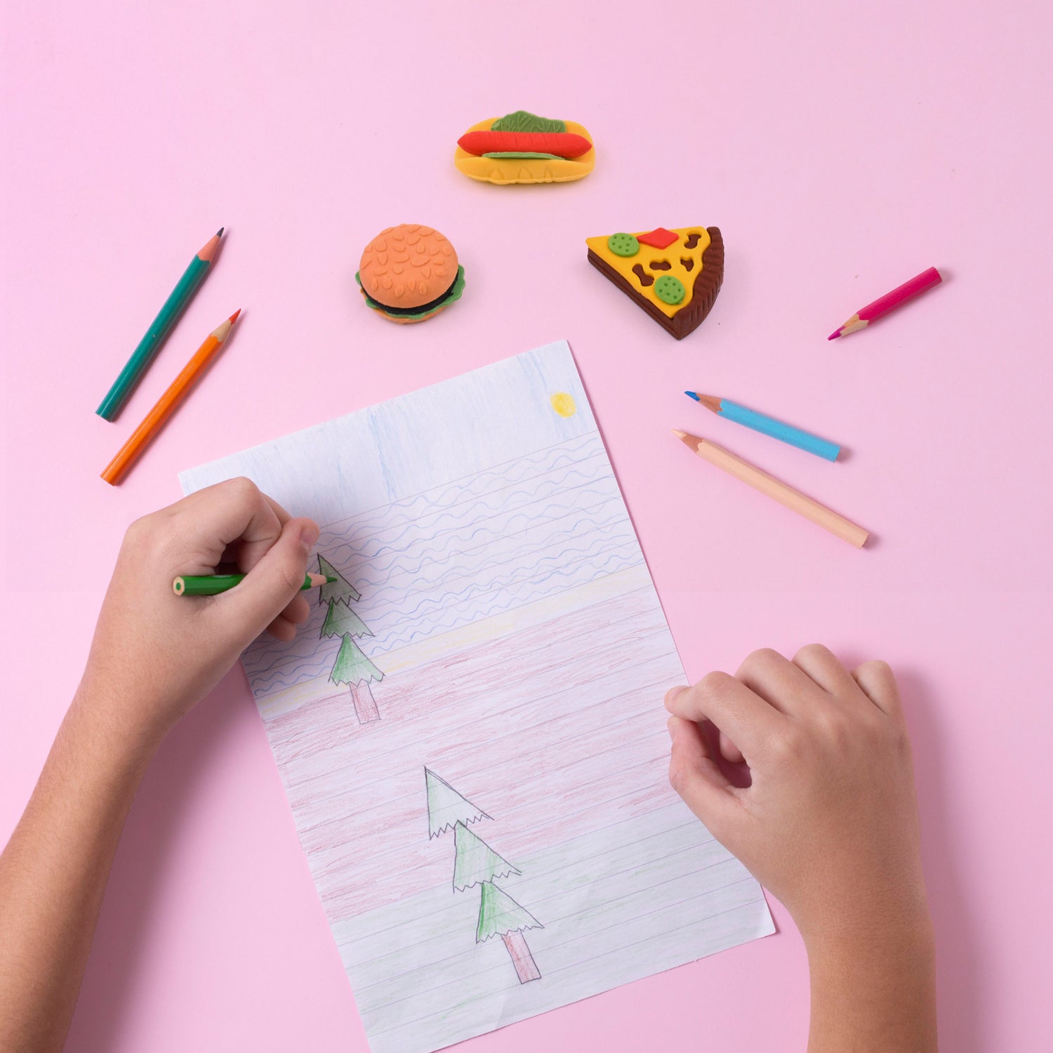 3D Food Fancy & Stylish Colorful Erasers, Mini Eraser Creative Cute Novelty Eraser for Children Different Designs Eraser Set for Return Gift, Birthday Party, School Prize (1 Set / Mix Design & Color) Your Brand