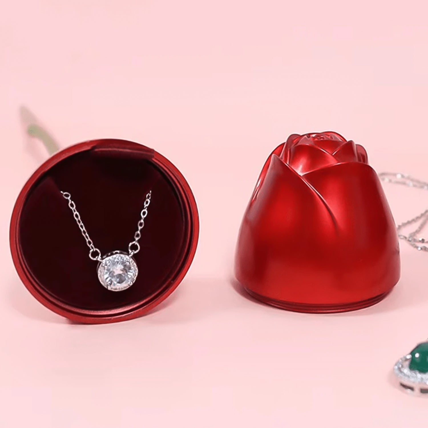 Metal Red Rose Couple Jewelry Box-Fancy Jewelry Box (1 Pc) Your Brand