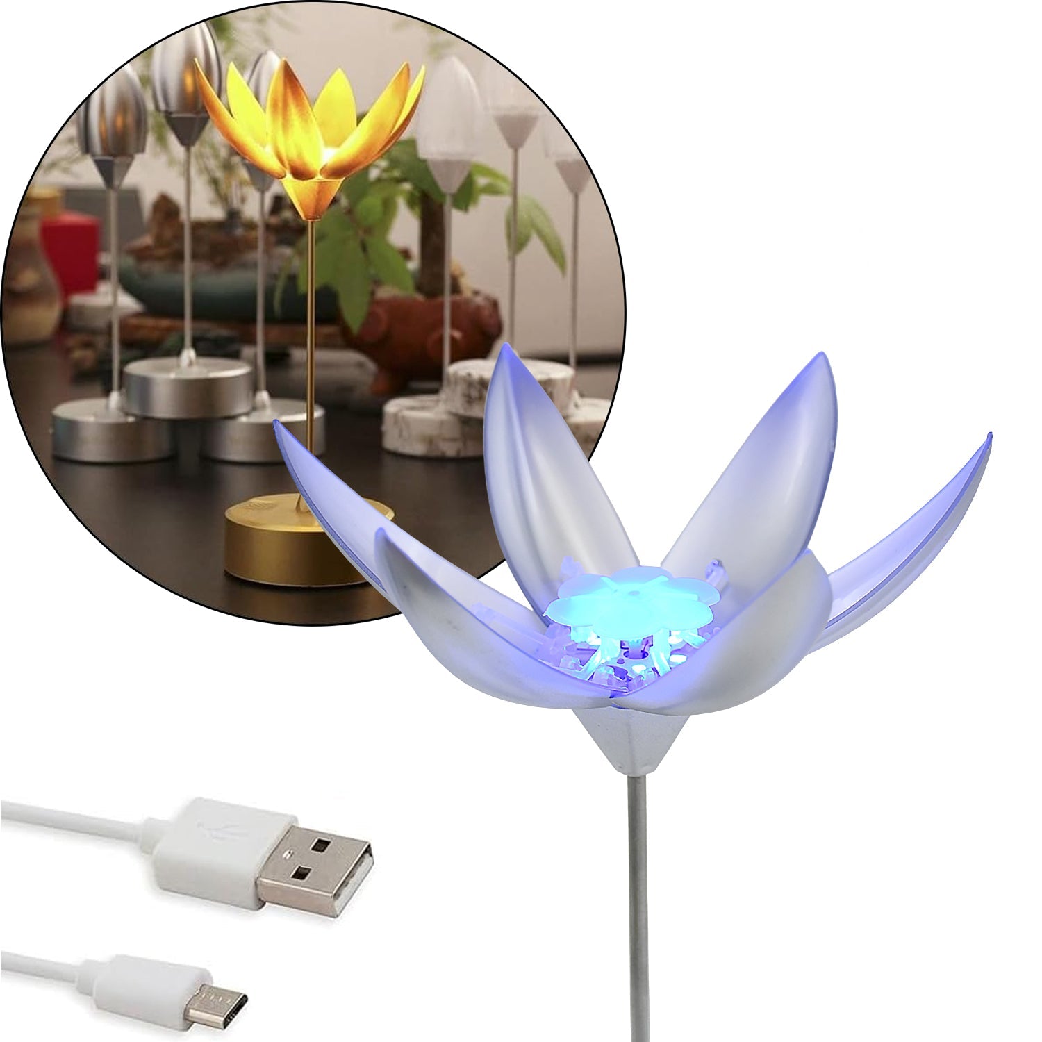 Lotus Flower Lamp with Music, Touch Open and Close, USB Rechargeable (1 Pc / Only One Color) Your Brand