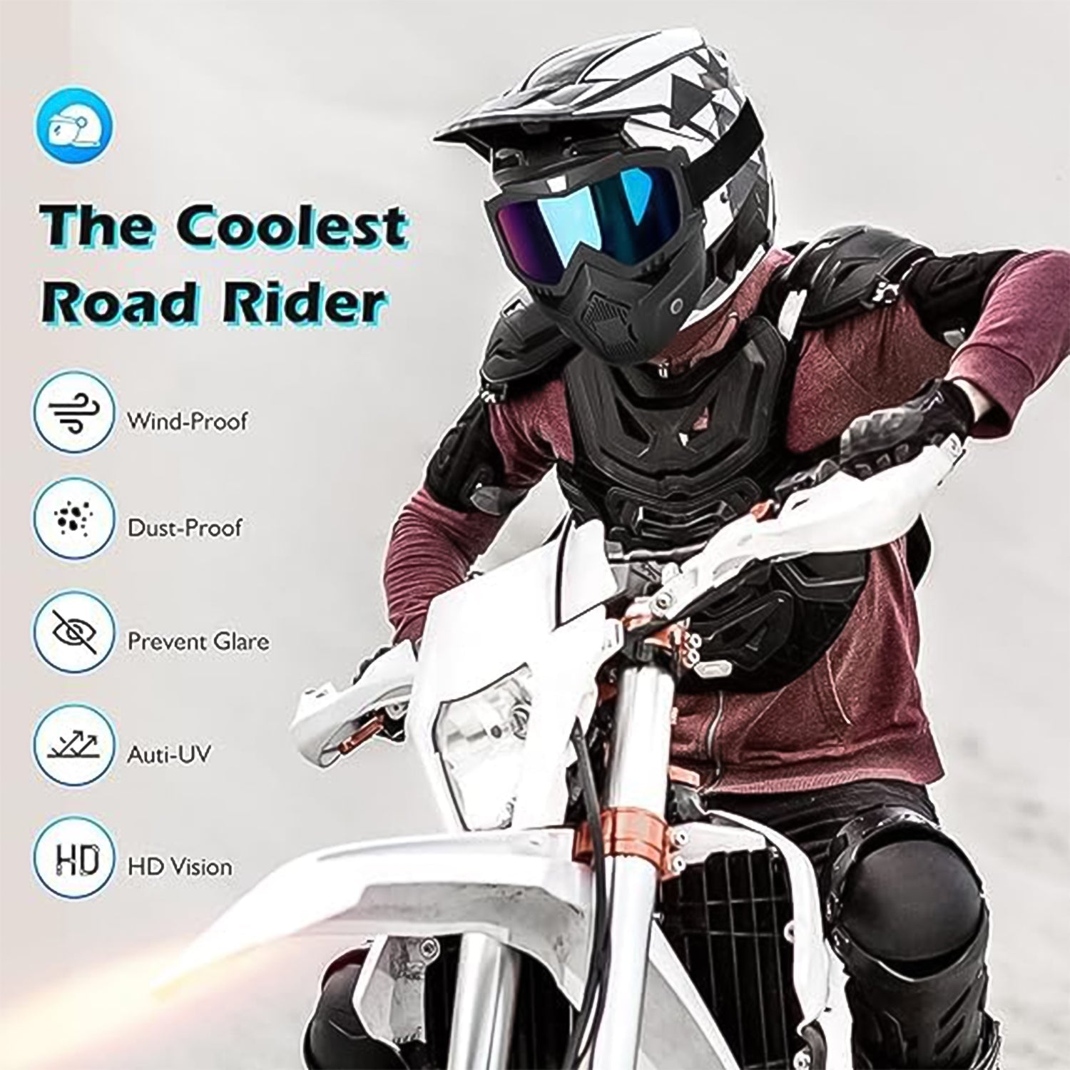 Motorcycle Goggles Off-Road Helmet Goggles Windproof Glasses Goggles Mask (1 Pc) Your Brand