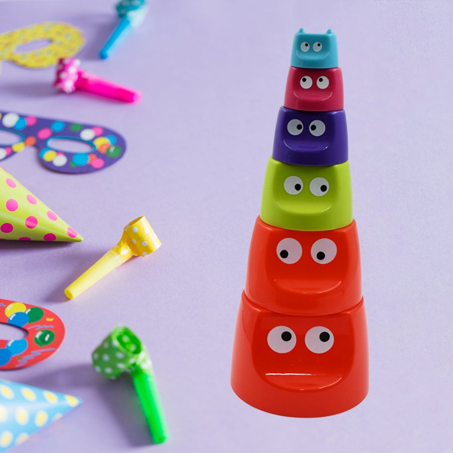 Monster Cups - Activity Toy for Babies 5+ Months Plastic Multicolor Infant & Preschool Toys Develops Motor & Reasoning Skills Birthday Gifts for Boys Girls Age 5+ Months Kids (1 Set) Your Brand