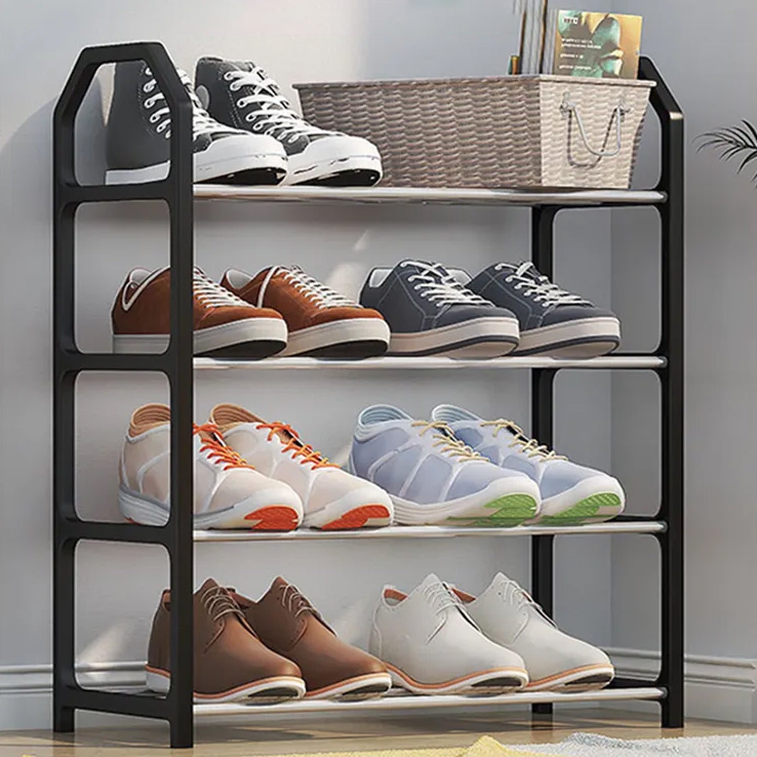4 Layer Space‑saving Shoes Show Rack Folding Shoe Rack (1 Pc) Your Brand